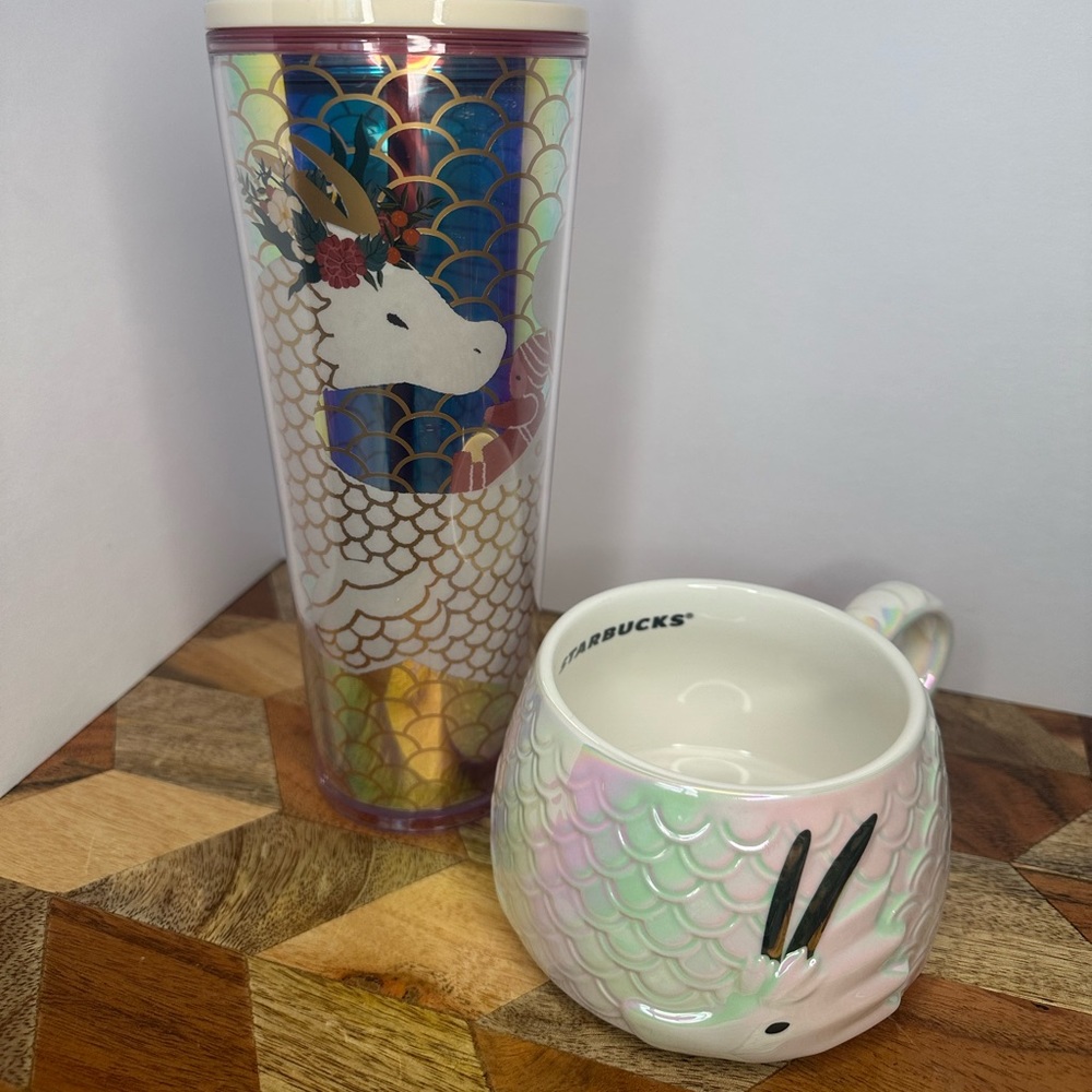 BRAND NEW 2024 Lunar Year of the Dragon STARBUCKS 24oz tumbler AND matching mug